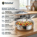 Brinthal™ 5-Ply Clad Stainless Steel Sauté Pan with Helper Handle