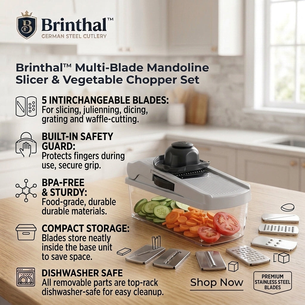 Brinthal™ Multi-Blade Mandoline Slicer & Vegetable Chopper Set
