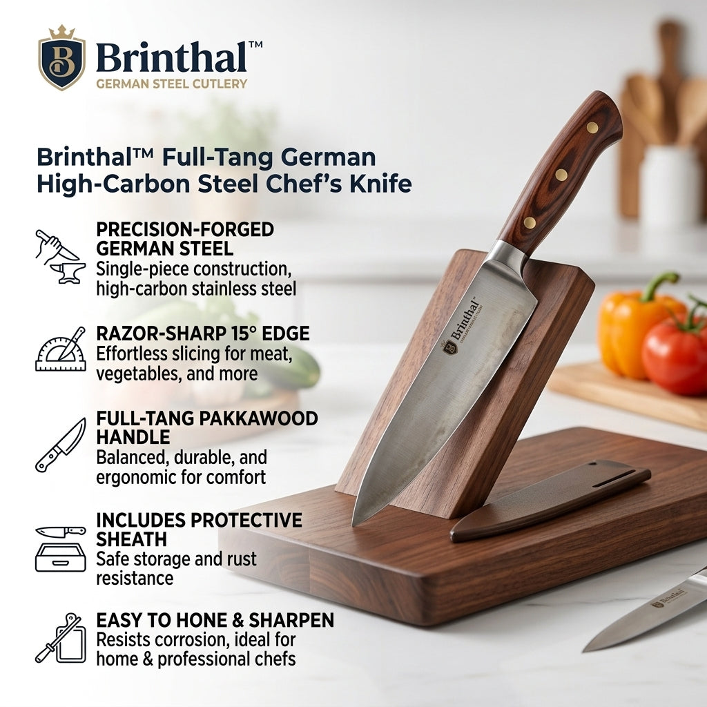 Brinthal™ Full-Tang German High-Carbon Steel Chef’s Knife